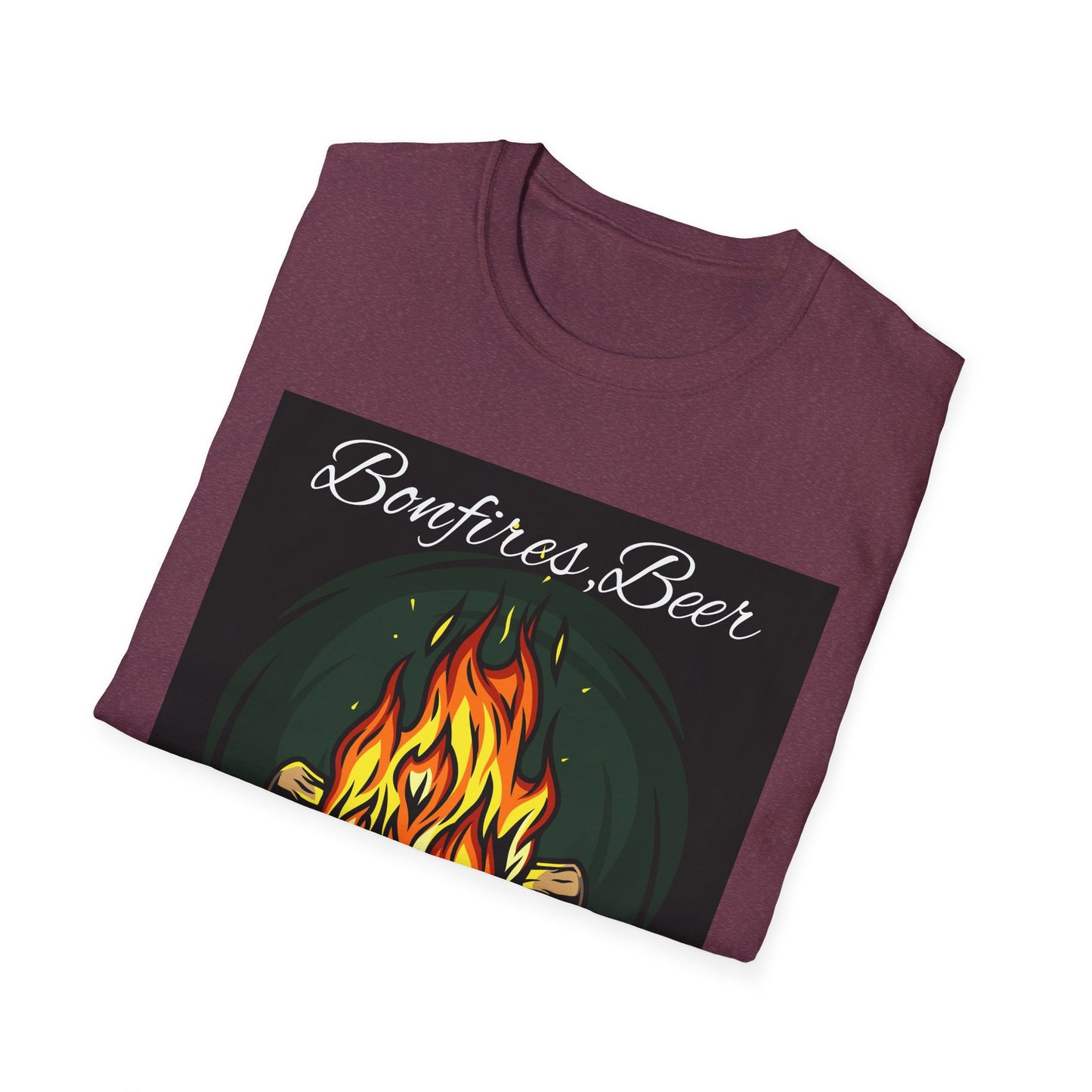 Bowfires, Beer, and Besties Unisex Softstyle T-Shirt - Perfect for Camping and Outdoor Gatherings