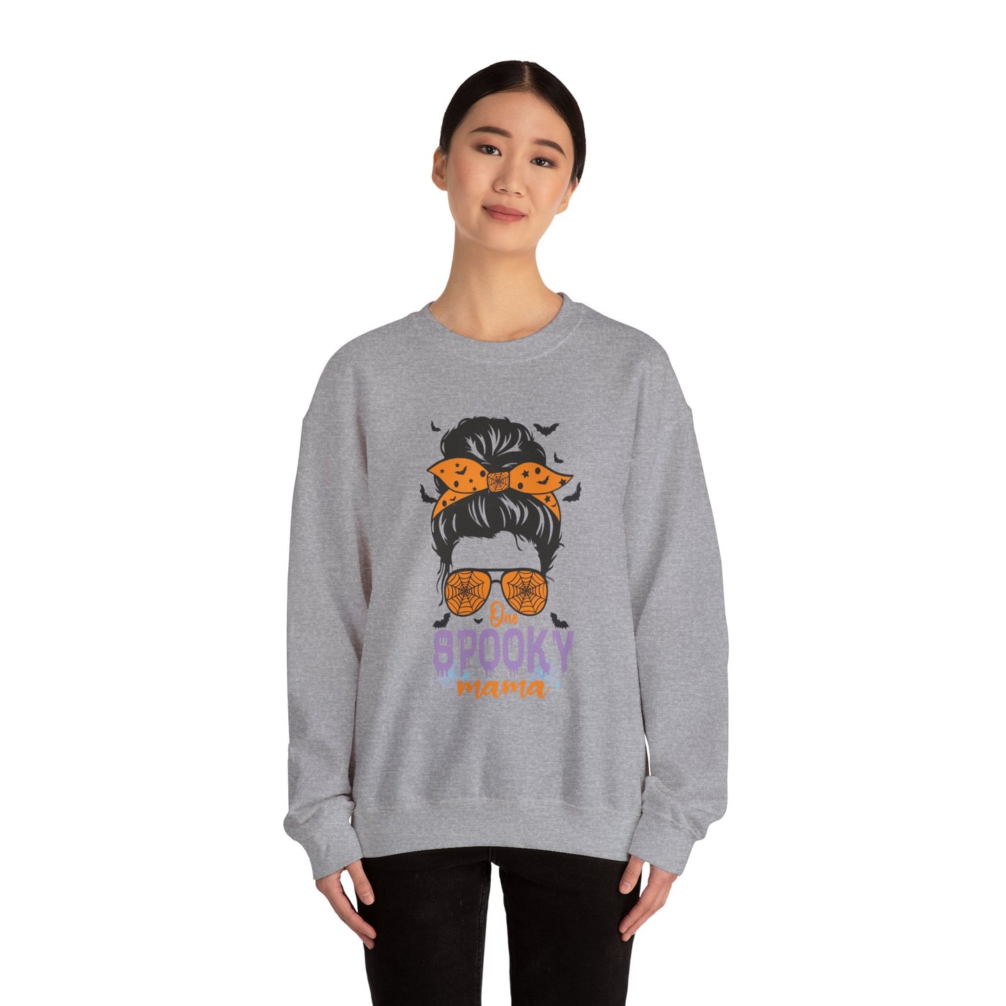 Spooky Mama Crewneck Sweatshirt, Halloween Sweatshirt, Cozy Fall Apparel, Gift for Moms, Trendy Halloween Outfit