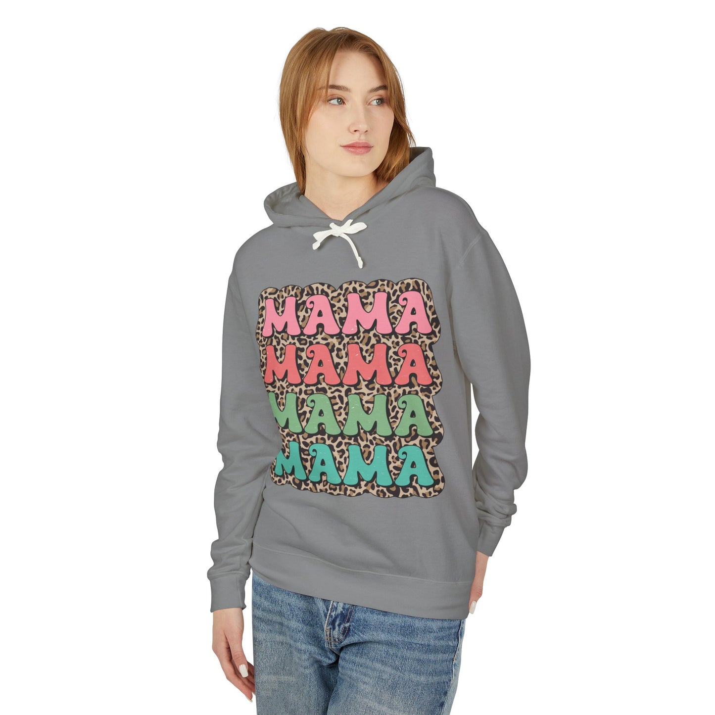 Mama Leopard Print Lightweight Hoodie for Moms