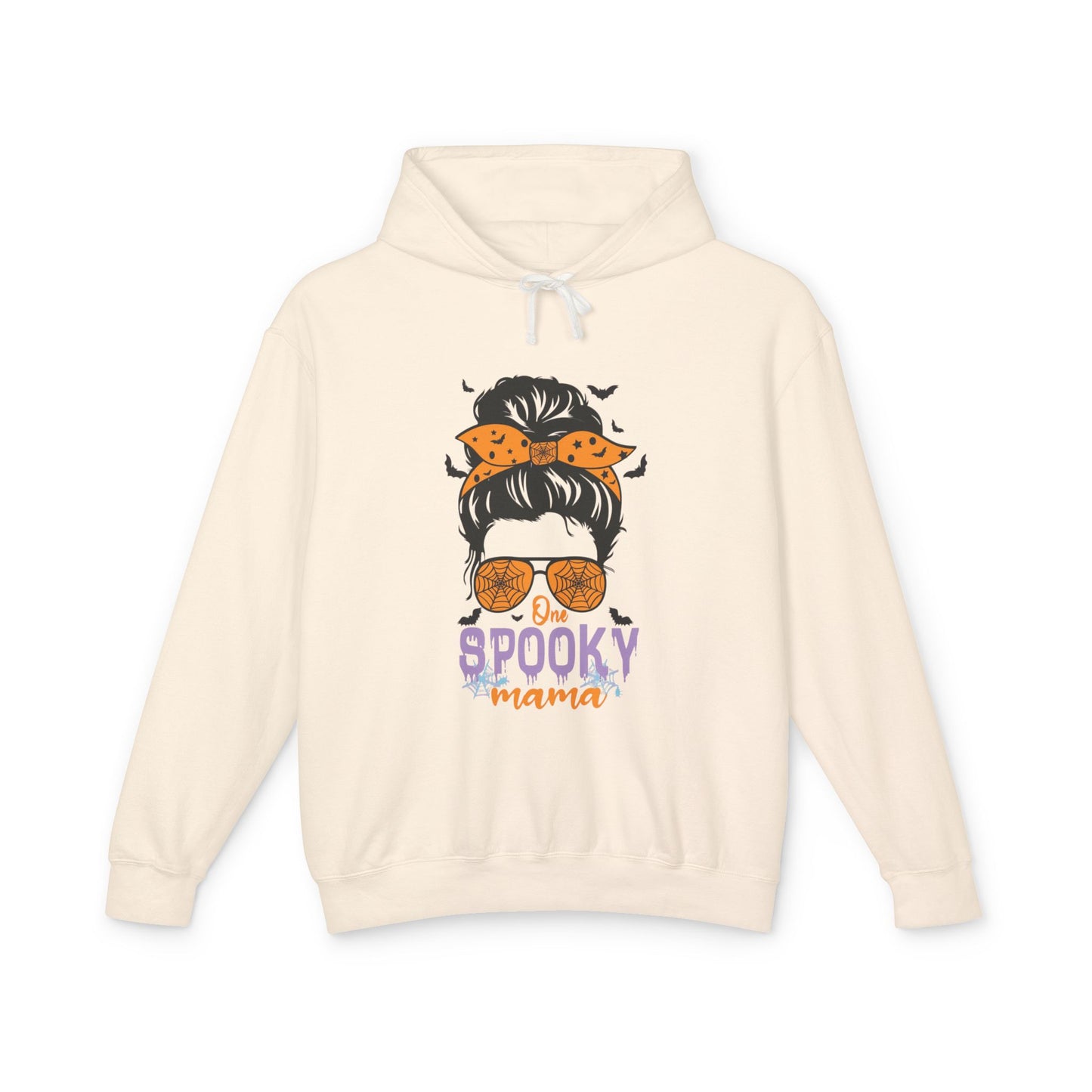 Spooky Mama Hoodie, Lightweight Sweatshirt for Halloween, Seasonal Casual Wear, Perfect Gift for Moms, Cozy Fall Fashion