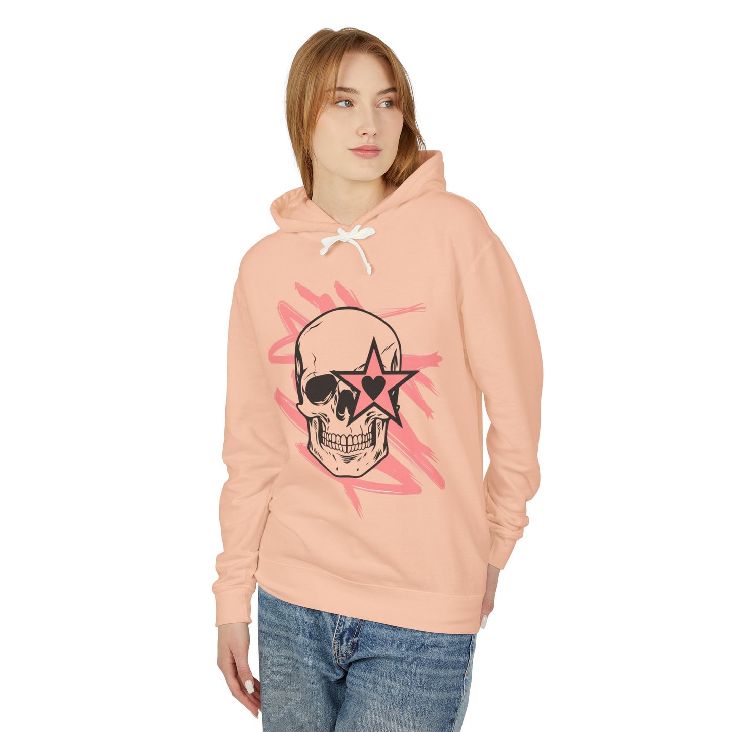Skull and Star Lightweight Unisex Hoodie - Trendy Graphic Sweatshirt for Casual Wear