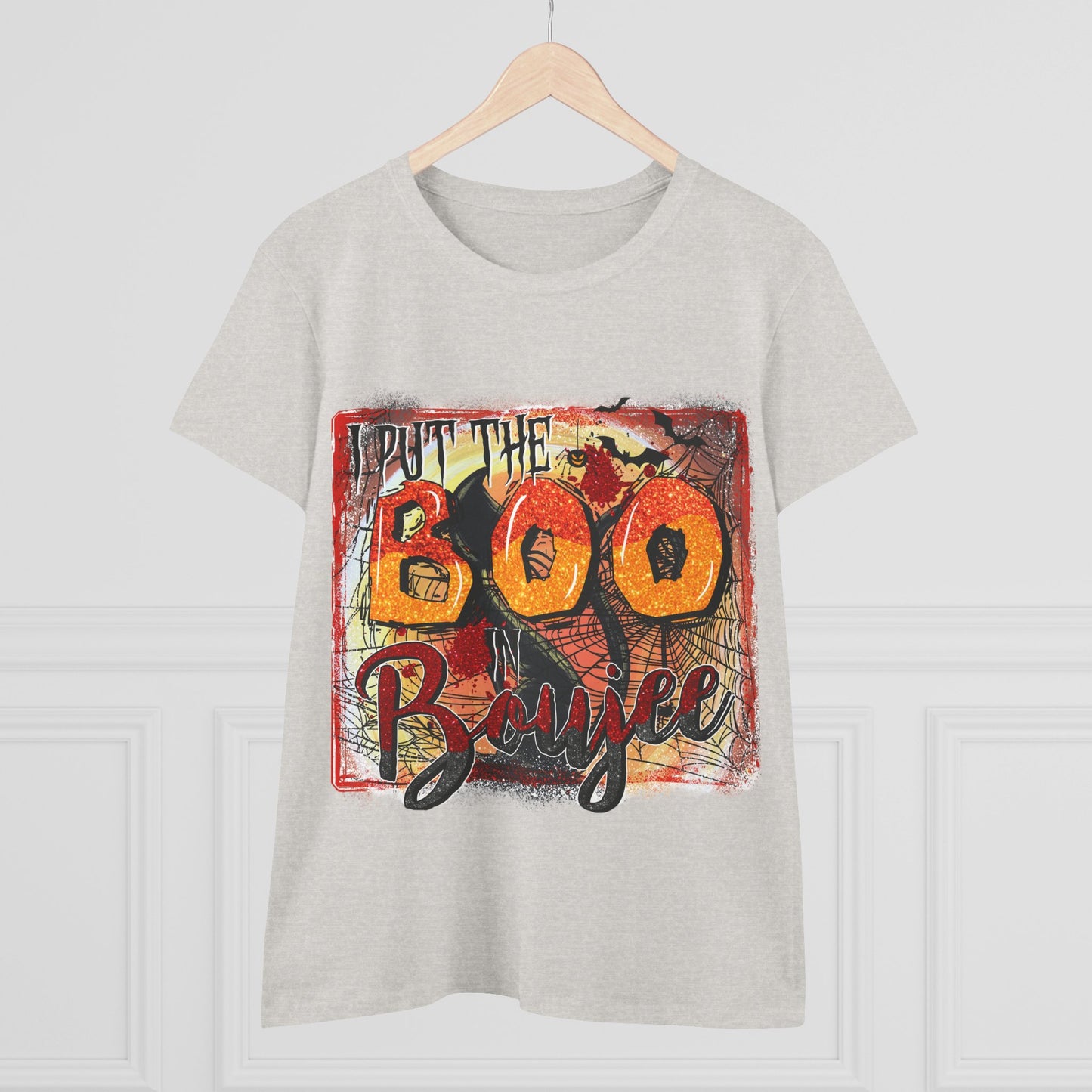 Boo-tiful Cotton Tee for Halloween, Women's Graphic Shirt, Spooky Vibes, Casual Wear, Gift for Her