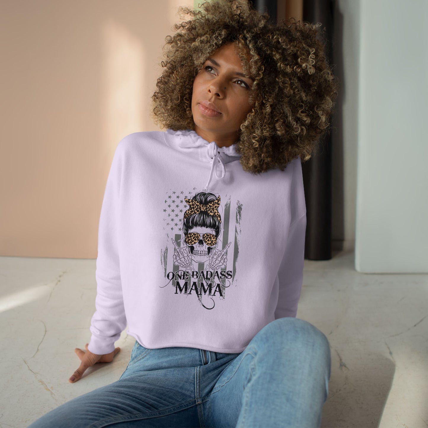 One Badass Mama Crop Hoodie - Stylish & Empowering Hoodie for Moms