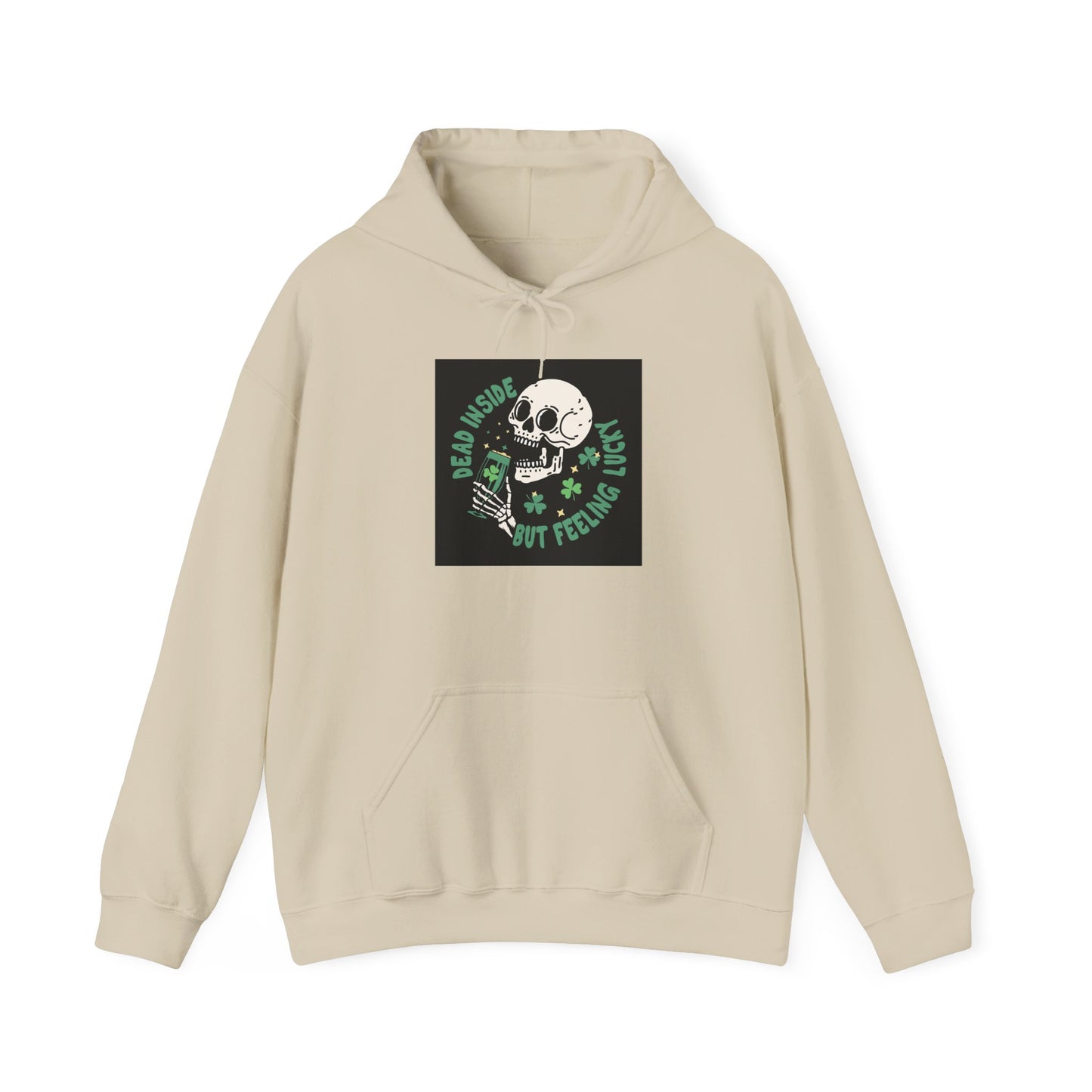 "Dead Inside but Feeling Lucky" Unisex Heavy Blend Hooded Sweatshirt - Perfect for Halloween & Casual Wear