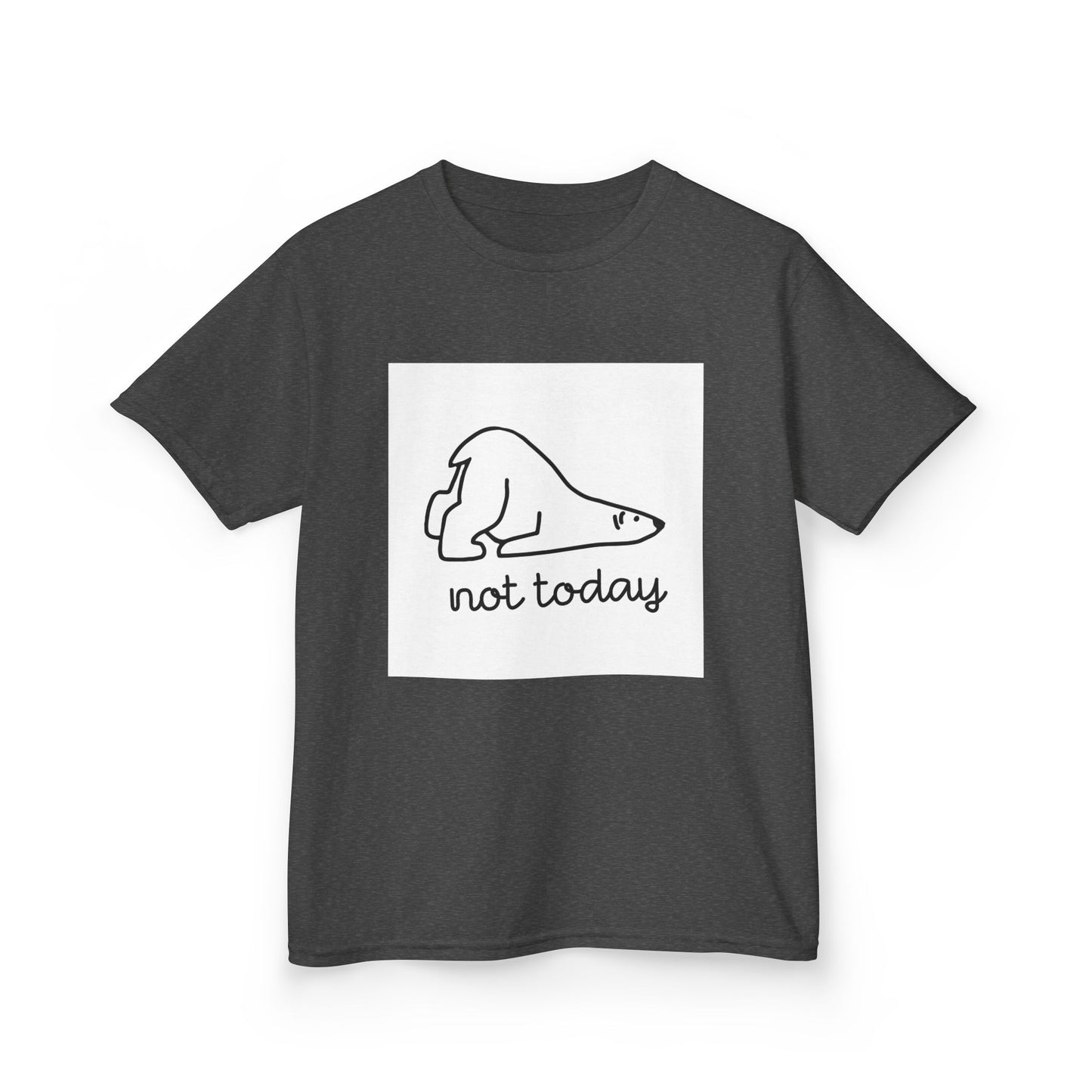 Kids Heavy Cotton™ Tee - "Not Today" Relaxed Polar Bear Design