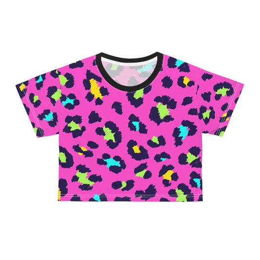 Vibrant Leopard Print Crop Tee - Bold & Trendy Fashion for Summer