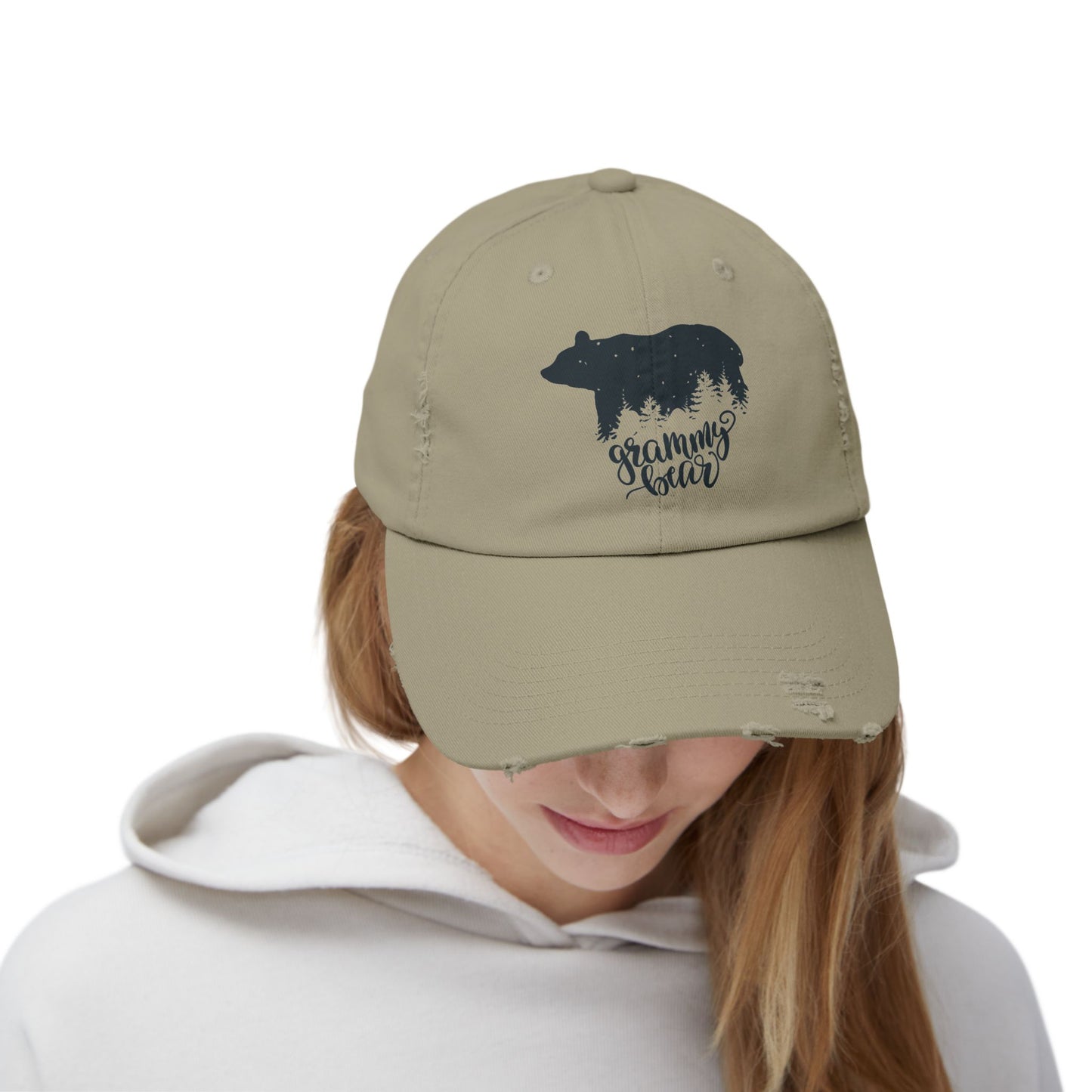 Grizzly Bear Distressed Cap for Grandma - Unisex Fun Hat