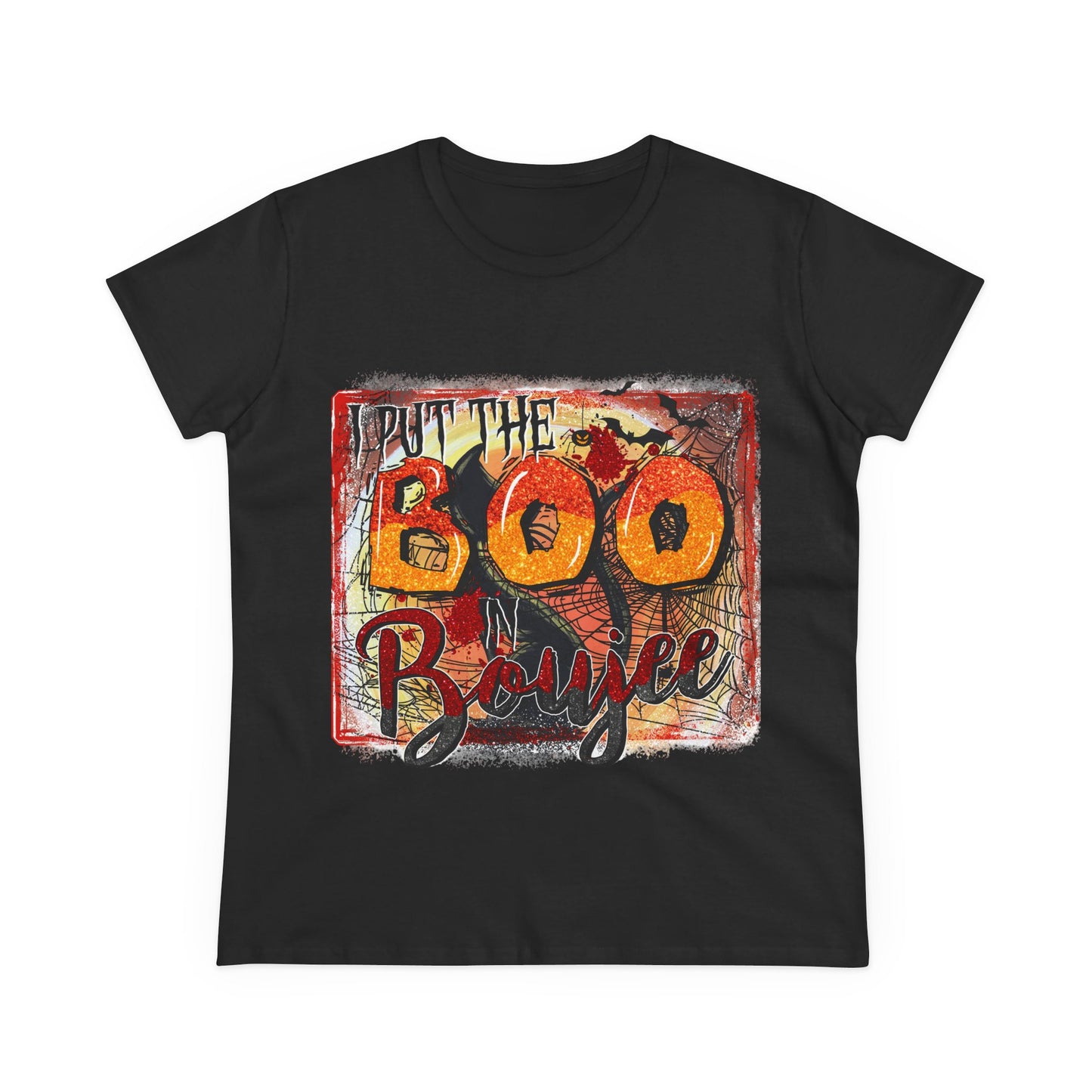 Boo-tiful Cotton Tee for Halloween, Women's Graphic Shirt, Spooky Vibes, Casual Wear, Gift for Her