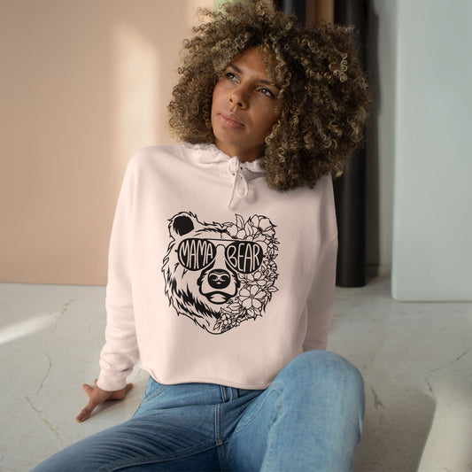 Mama Bear Floral Crop Hoodie - Perfect Gift for Moms