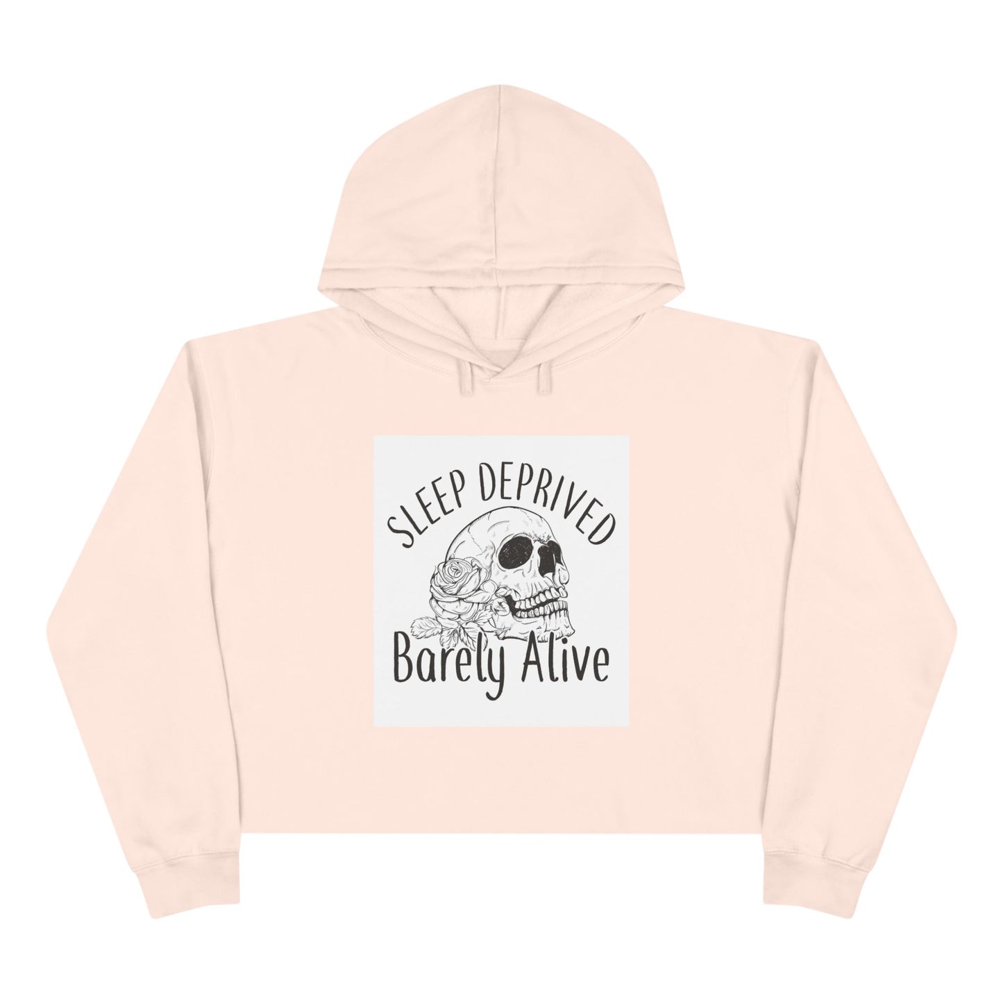 Sleep Deprived Barely Alive Crop Hoodie - Trendy Pullover for Night Owls