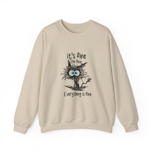 It's Fine Unisex Crewneck Sweatshirt - Cozy and Playful for Everyday Wear