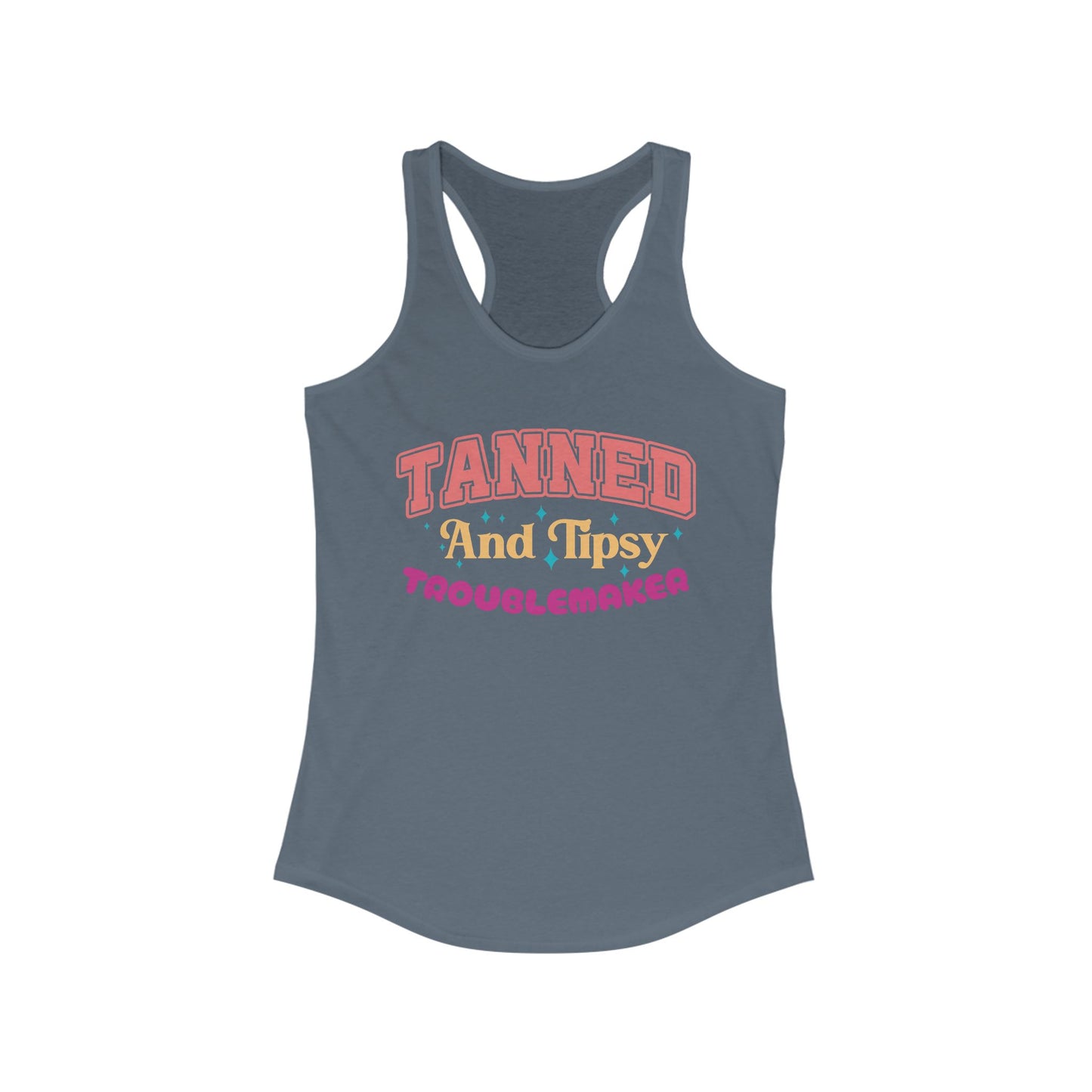 Party-Ready Women's Tank Top: 'Tanned and Tipsy Troublemaker', Summer Vibe, Vacation Tee, Pool Party Apparel, Fun Gifts