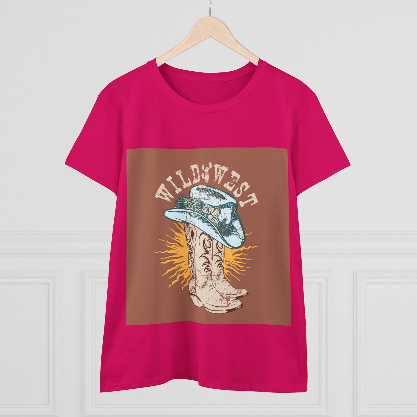 Wild West Women's Cotton Tee - Casual Summer Top, Boho Fashion, Vintage Graphic Shirt, Gift for Cowgirls, Western Wear
