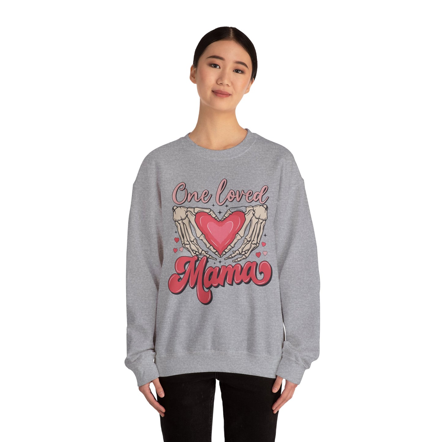 One Loved Mama Crewneck Sweatshirt, Perfect Gift for Moms, Cozy Layer for Birthdays, Mother's Day, Heartfelt Gift Idea