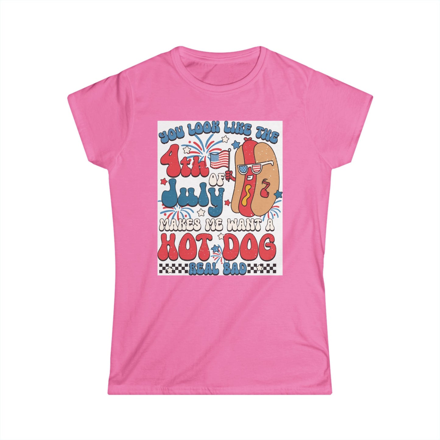 4th of July Women's Softstyle Tee, Fun Summer Shirt, Independence Day T-Shirt, BBQ Attire, Patriotic Gift, Holiday Apparel