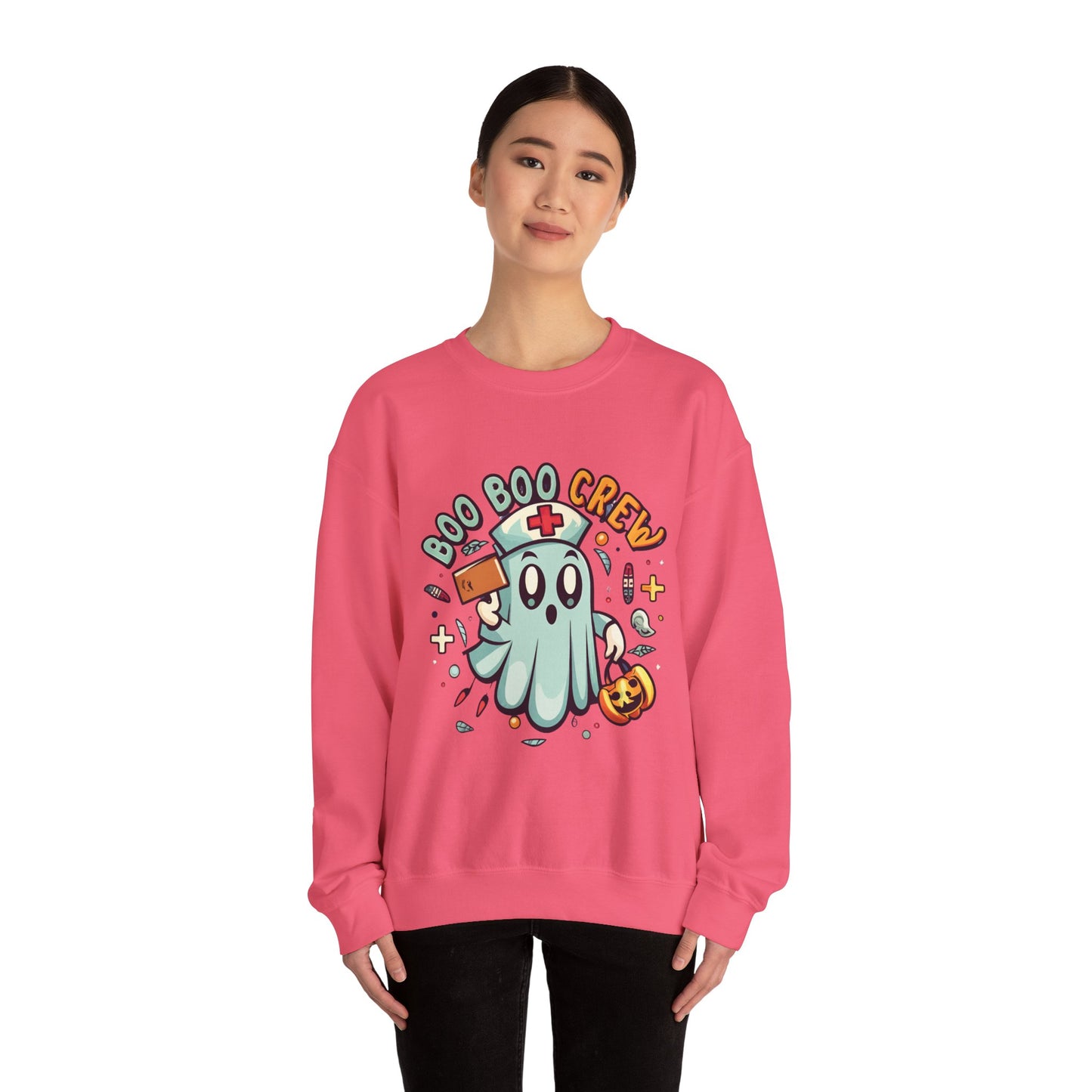 Halloween Ghost Crewneck Sweatshirt, Unisex Sweatshirt, Boo Boo Crew Sweatshirt, Cute Halloween Sweater, Cozy Fall Apparel