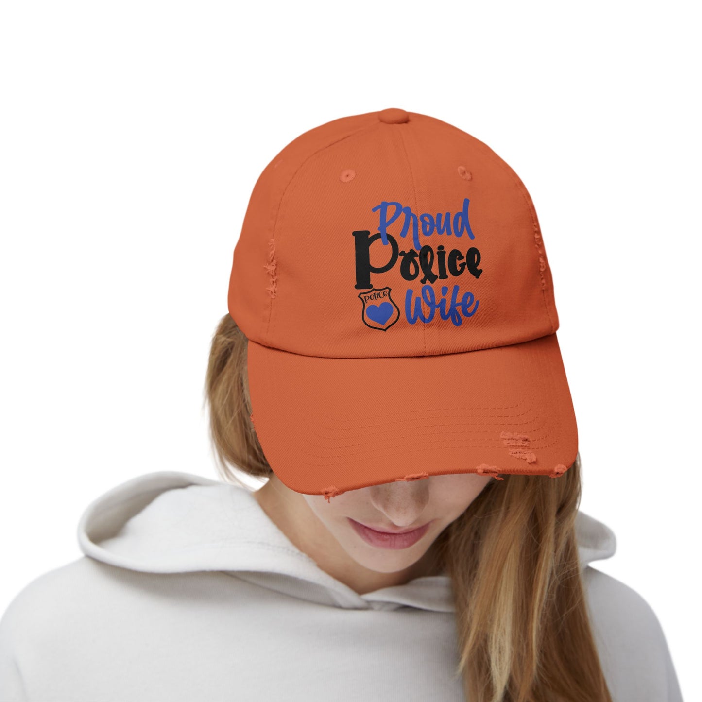 Proud Police Wife Cap, Unisex Distressed Cap for Police Family, Supportive Police Wife Gift, Casual Everyday Hat, Unique Law [...]