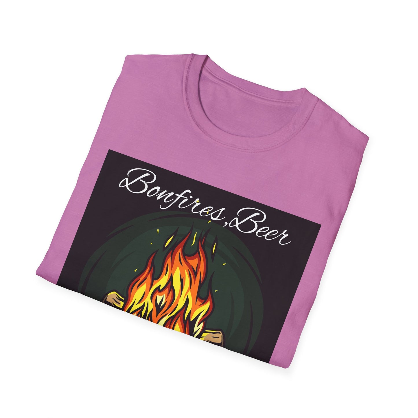 Bowfires, Beer, and Besties Unisex Softstyle T-Shirt - Perfect for Camping and Outdoor Gatherings