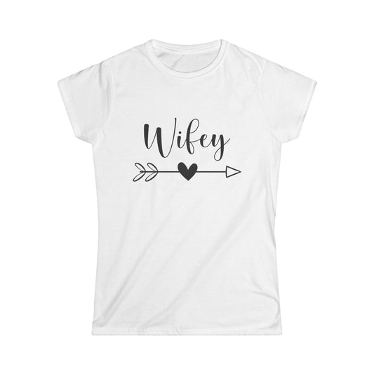 Wifey Softstyle Tee, Cute Gift for Newlyweds, Engagement, Bride, Bridal Shower, Couple Matching Tops