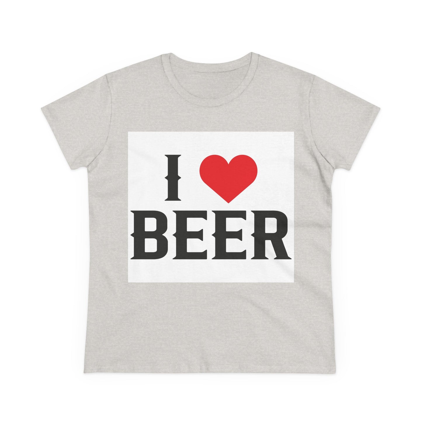 I Love Beer Women's Midweight Cotton Tee, Beer Lover Shirt, Gift for Beer Enthusiasts, Casual Everyday Wear, Fun Party Tee