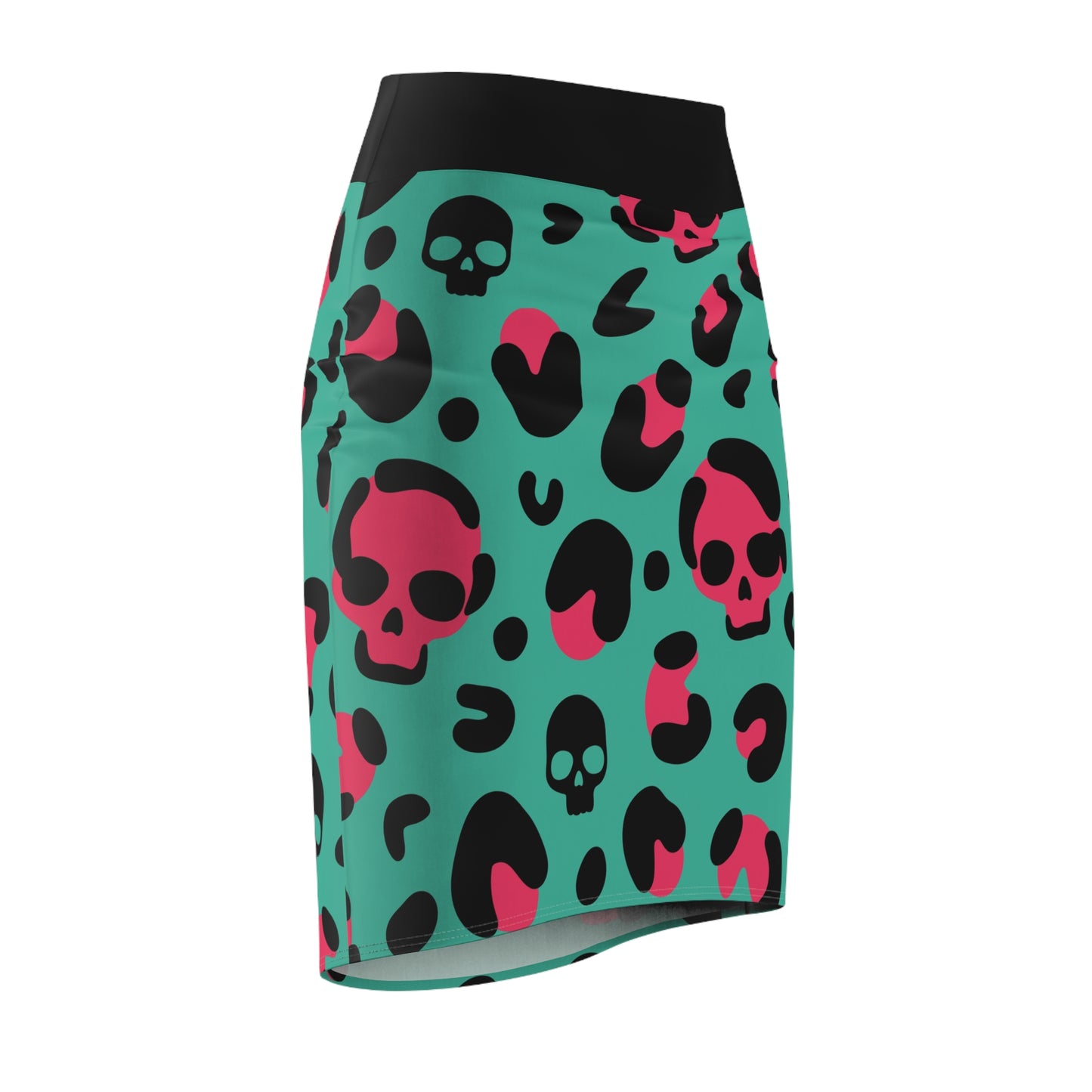 Edgy Skull Print Women's Pencil Skirt, Trendy Bodycon Skirt, Unique Fashion Statement, Halloween Outfit, Night Out Style