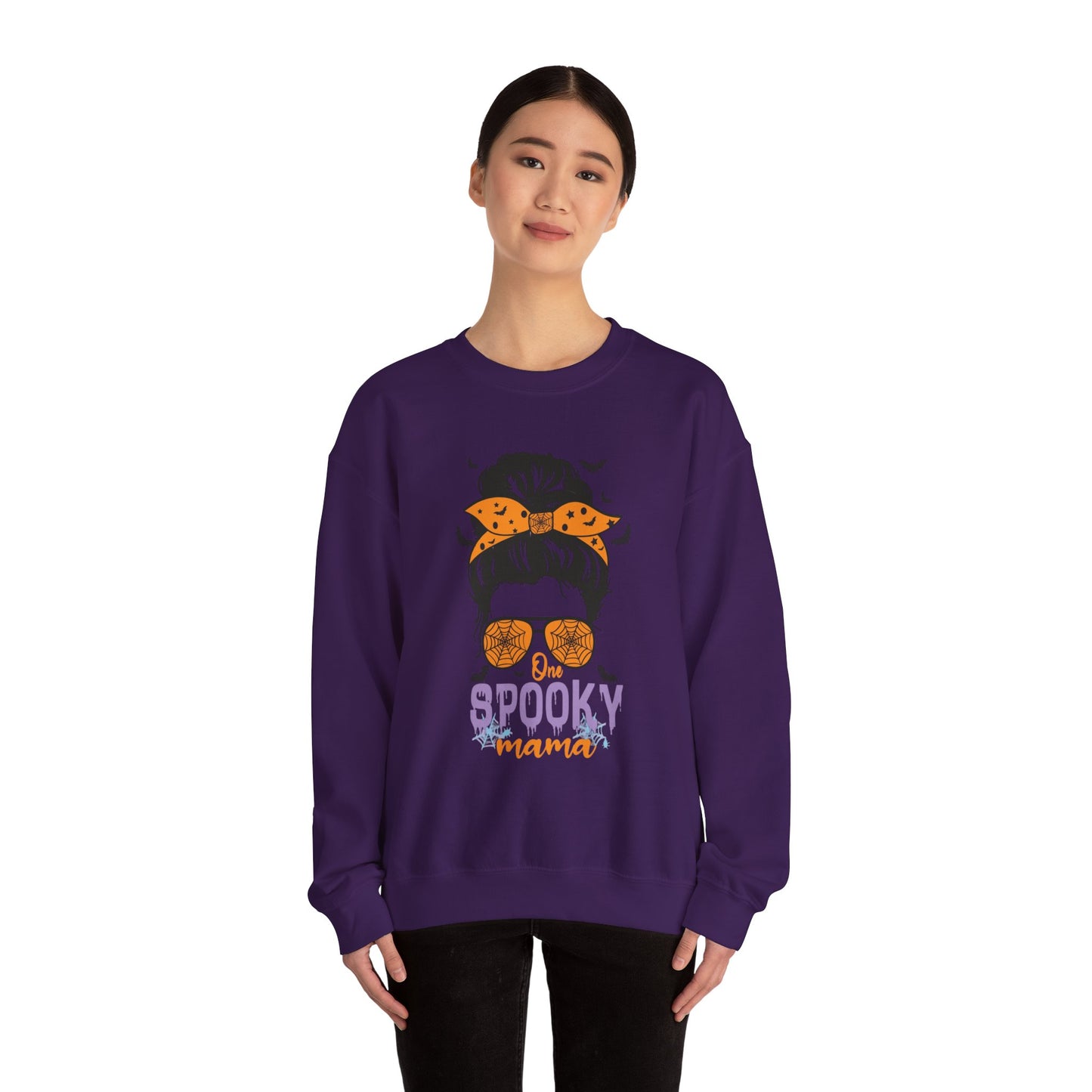 Spooky Mama Crewneck Sweatshirt, Halloween Sweatshirt, Cozy Fall Apparel, Gift for Moms, Trendy Halloween Outfit