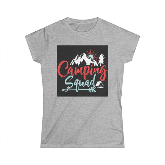 Camping Squad Women's Softstyle Tee | Relaxed Fit, Outdoor Shirt, Camping Apparel, Nature Lover Gift, Summer Adventure Wear