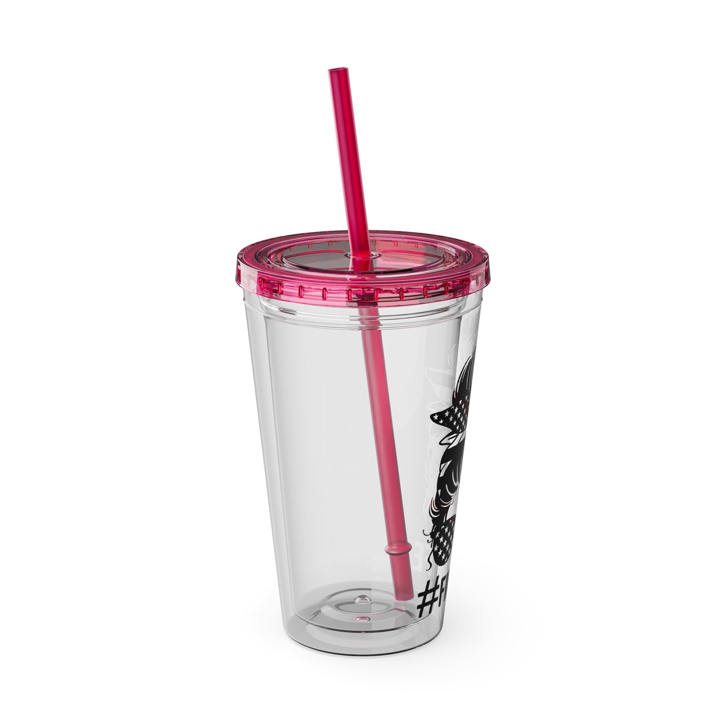 Sunsplash 16oz Tumbler with Straw - #FireWife Drinkware for Firefighters' Spouses