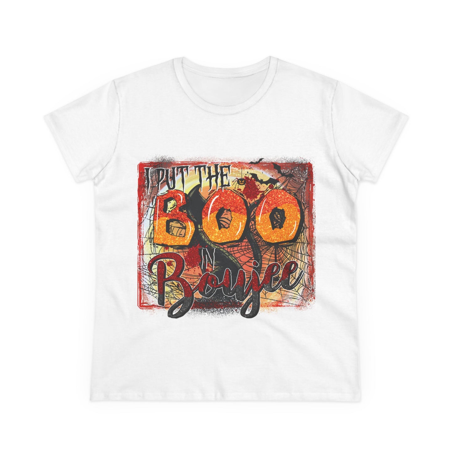 Boo-tiful Cotton Tee for Halloween, Women's Graphic Shirt, Spooky Vibes, Casual Wear, Gift for Her