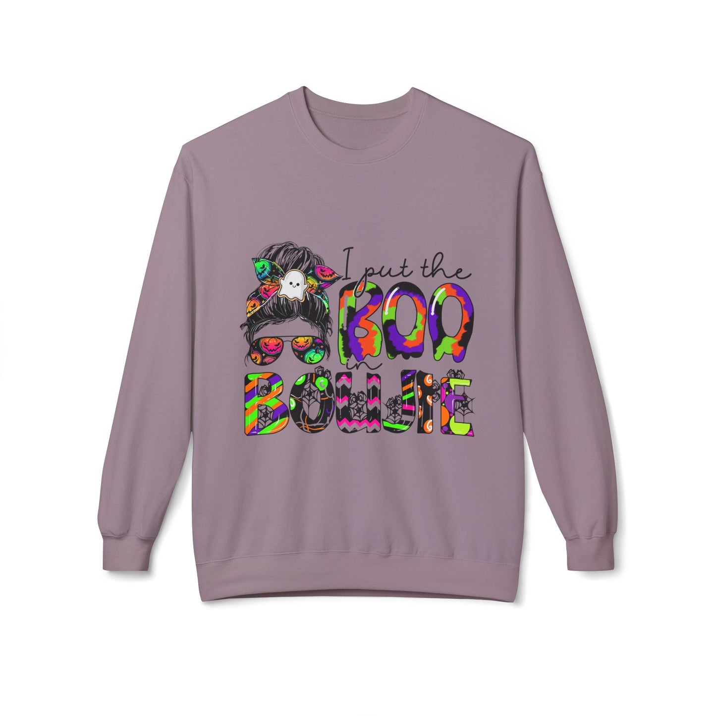 Boho-Inspired Fleece Crewneck Sweatshirt - "I Put the Boo in Boogie"