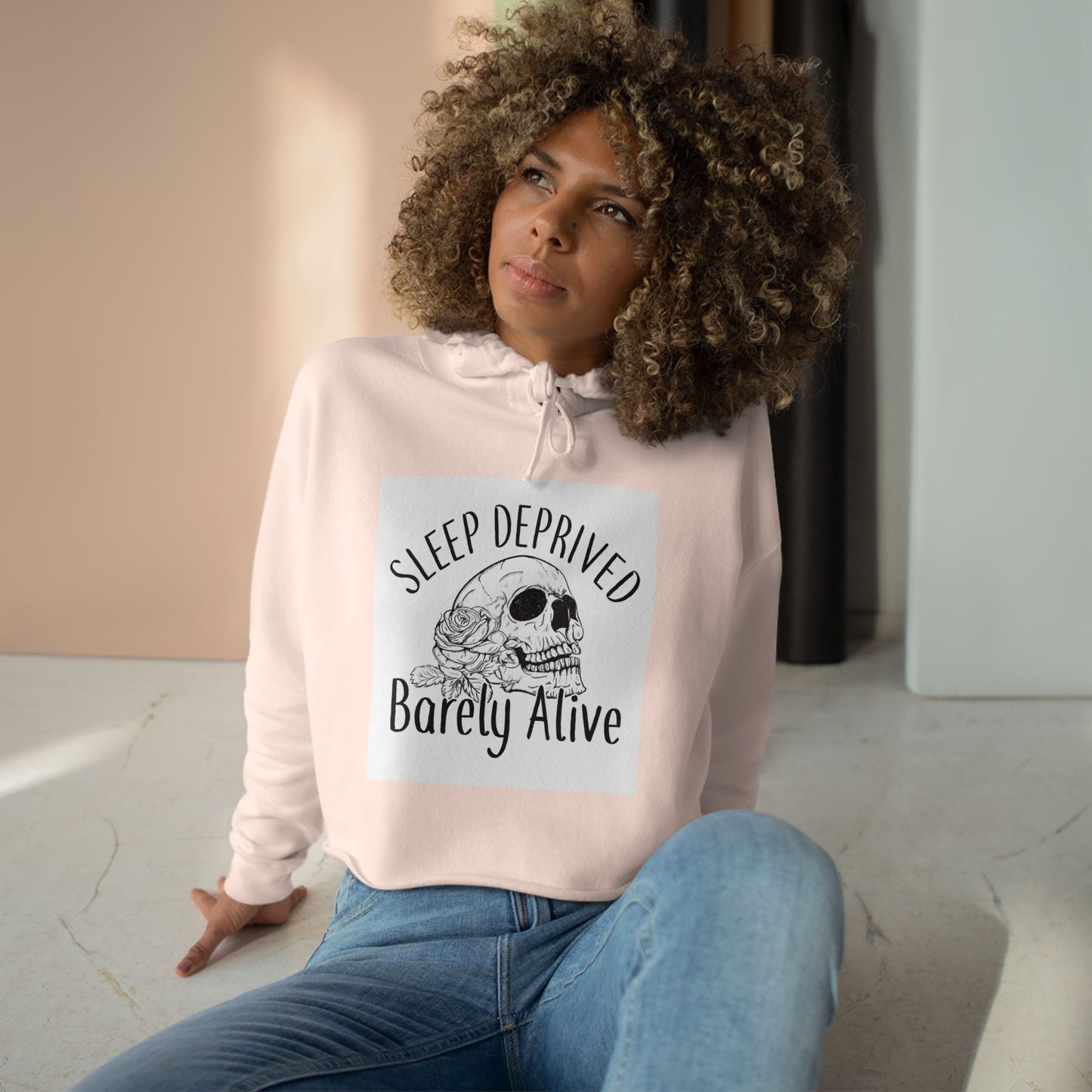 Sleep Deprived Barely Alive Crop Hoodie - Trendy Pullover for Night Owls