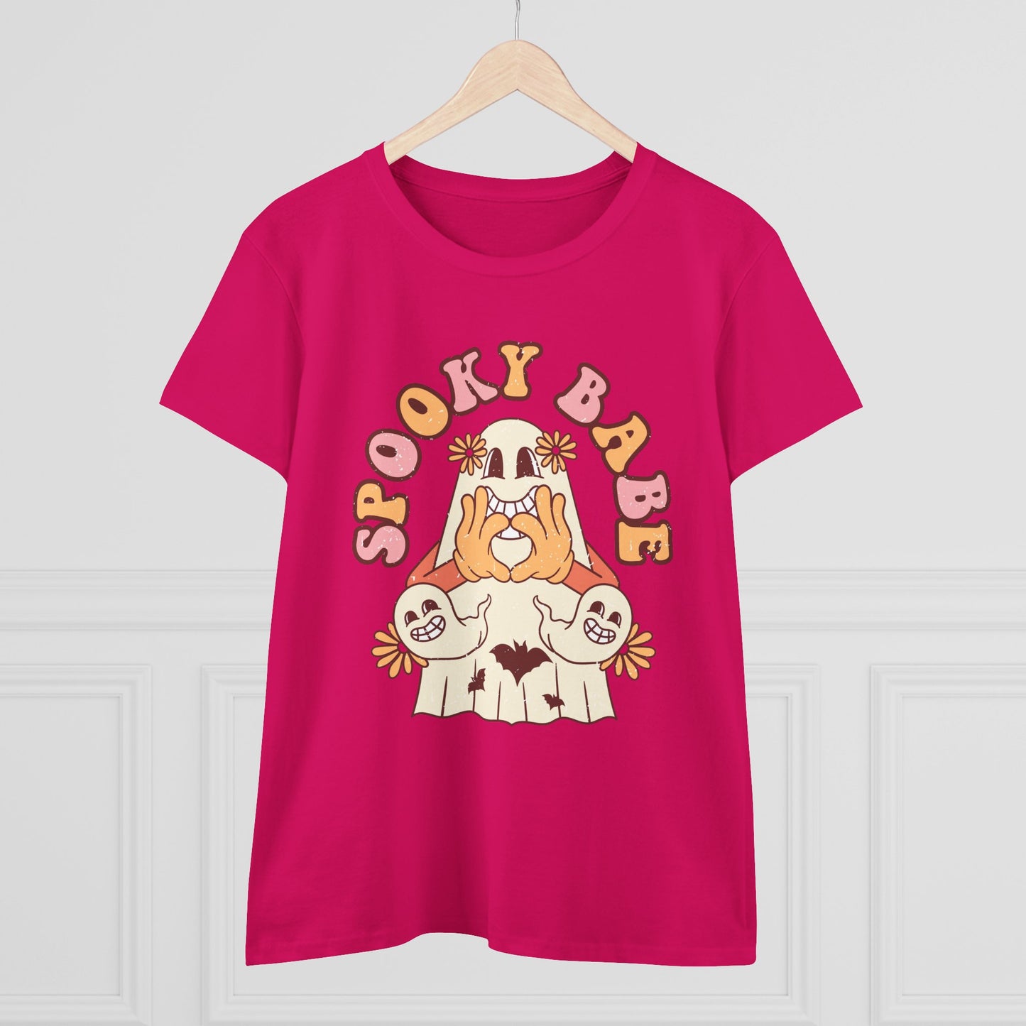 Spooky Babe Tee, Women's Midweight Cotton T-Shirt, Halloween Fashion, Casual Halloween Attire, Vintage Graphic Tee, Trendy Fall Shirt