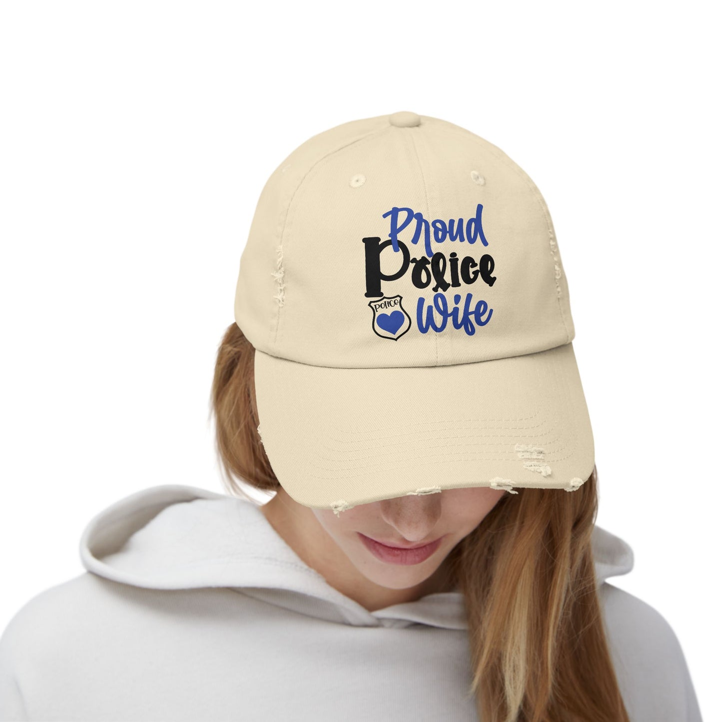 Proud Police Wife Cap, Unisex Distressed Cap for Police Family, Supportive Police Wife Gift, Casual Everyday Hat, Unique Law [...]