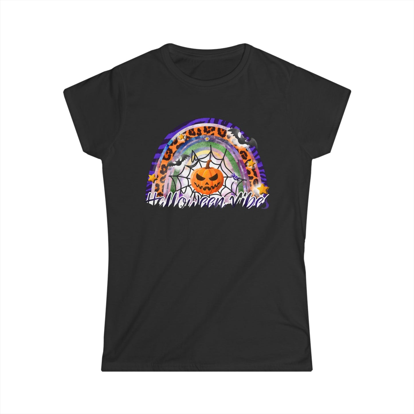 Halloween Vibes Softstyle Tee, Women's Halloween Shirt, Seasonal T-Shirt, Fall Fashion Top, Spooky Graphic Tee, Casual Halloween Wear