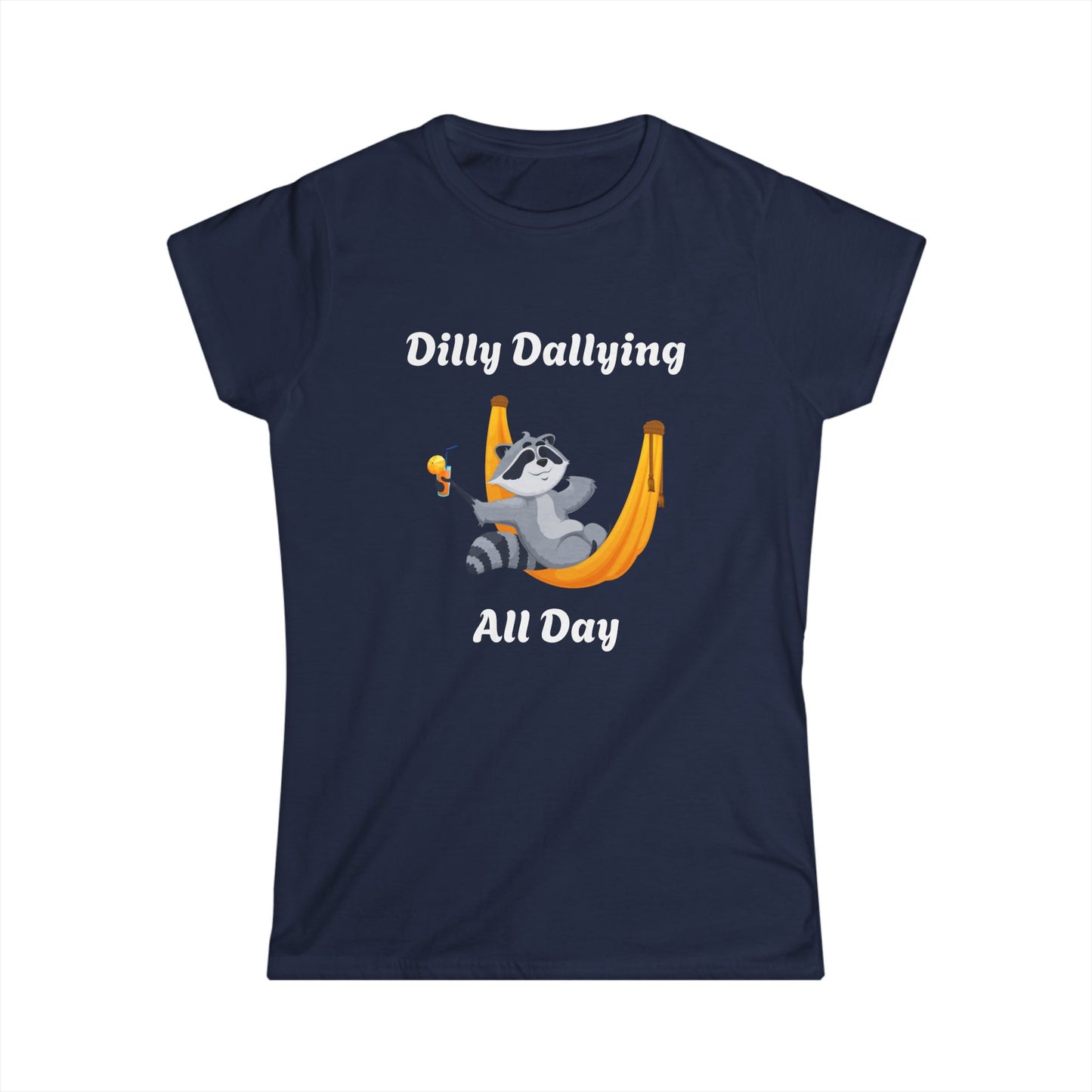 Cute Raccoon Relaxing Women's Softstyle Tee – Perfect for Nature Lovers!