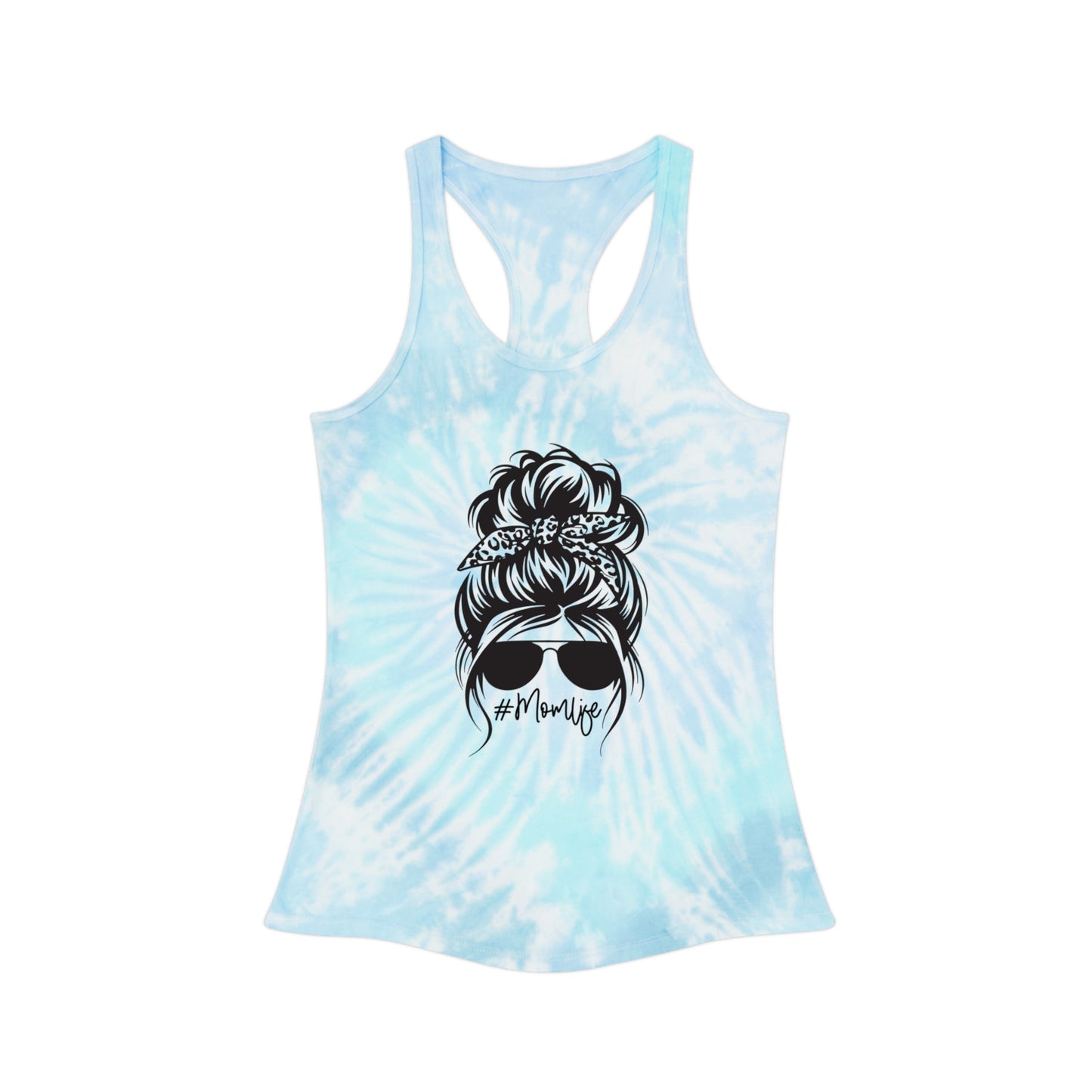 Mom Life Tie Dye Racerback Tank Top - Stylish Summer Top for Moms