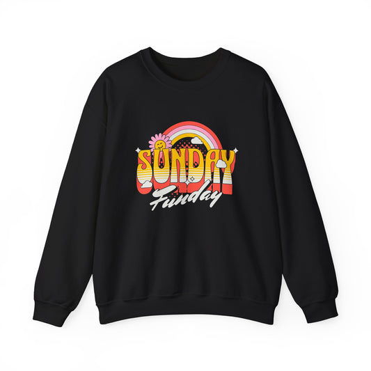 Sunday Funday Unisex Crewneck Sweatshirt - Retro Rainbow Design