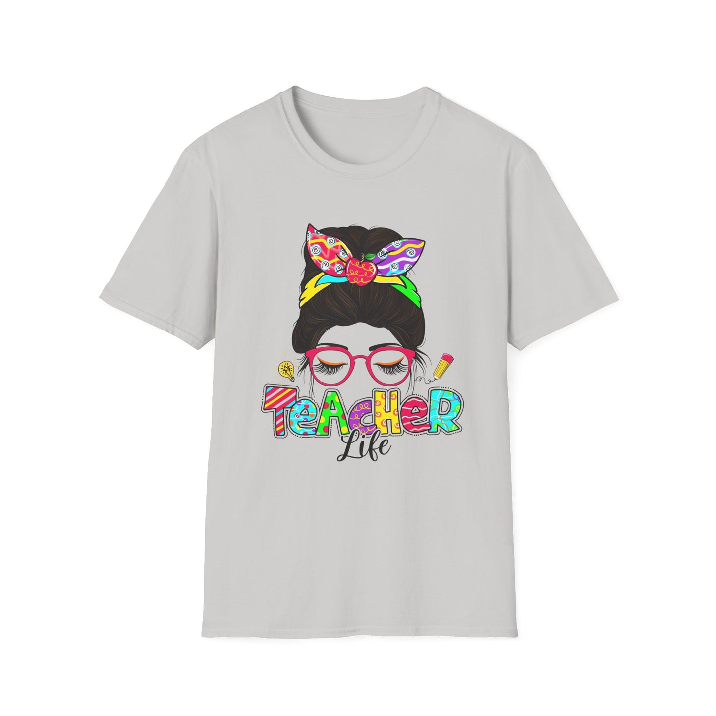 Teacher Life Unisex Softstyle T-Shirt - Fun and Colorful Design for Educators