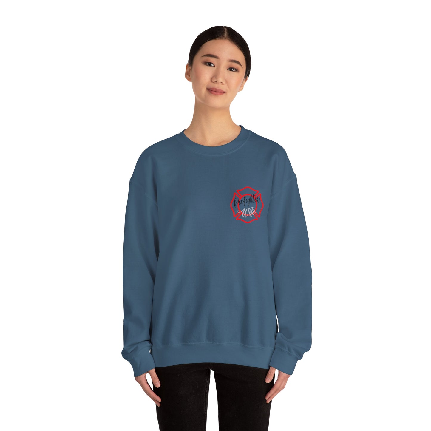 Fire Wife Sweatshirt - Unisex Heavy Blend™ Crewneck with Patriotic Design