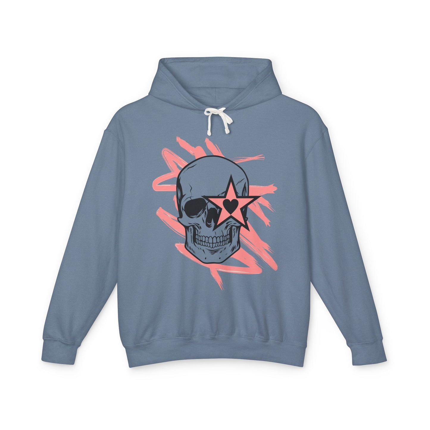 Skull and Star Lightweight Unisex Hoodie - Trendy Graphic Sweatshirt for Casual Wear