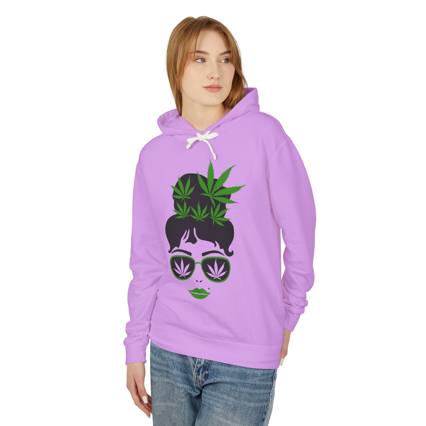 Chic Cannabis Graphic Hoodie - Cozy Unisex Lightweight Sweatshirt for Relaxation and Style