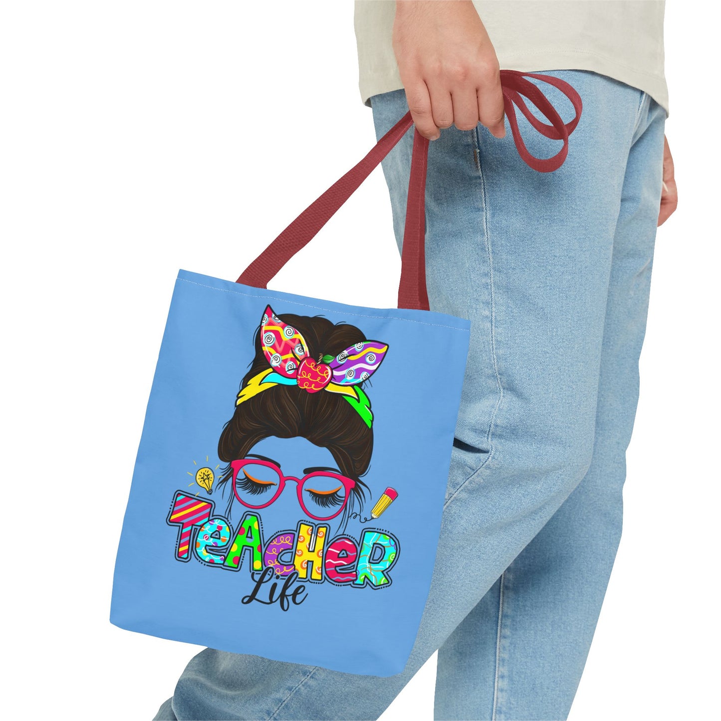 Teacher Life Tote Bag - Colorful & Fun Canvas Bag for Educators