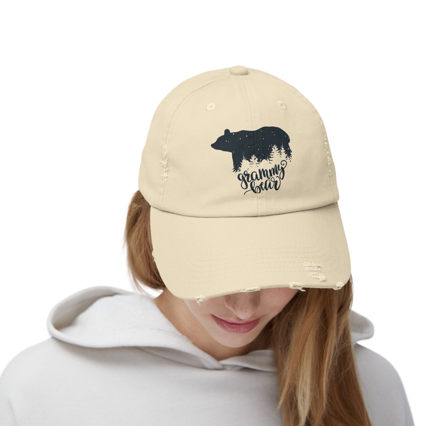 Grizzly Bear Distressed Cap for Grandma - Unisex Fun Hat