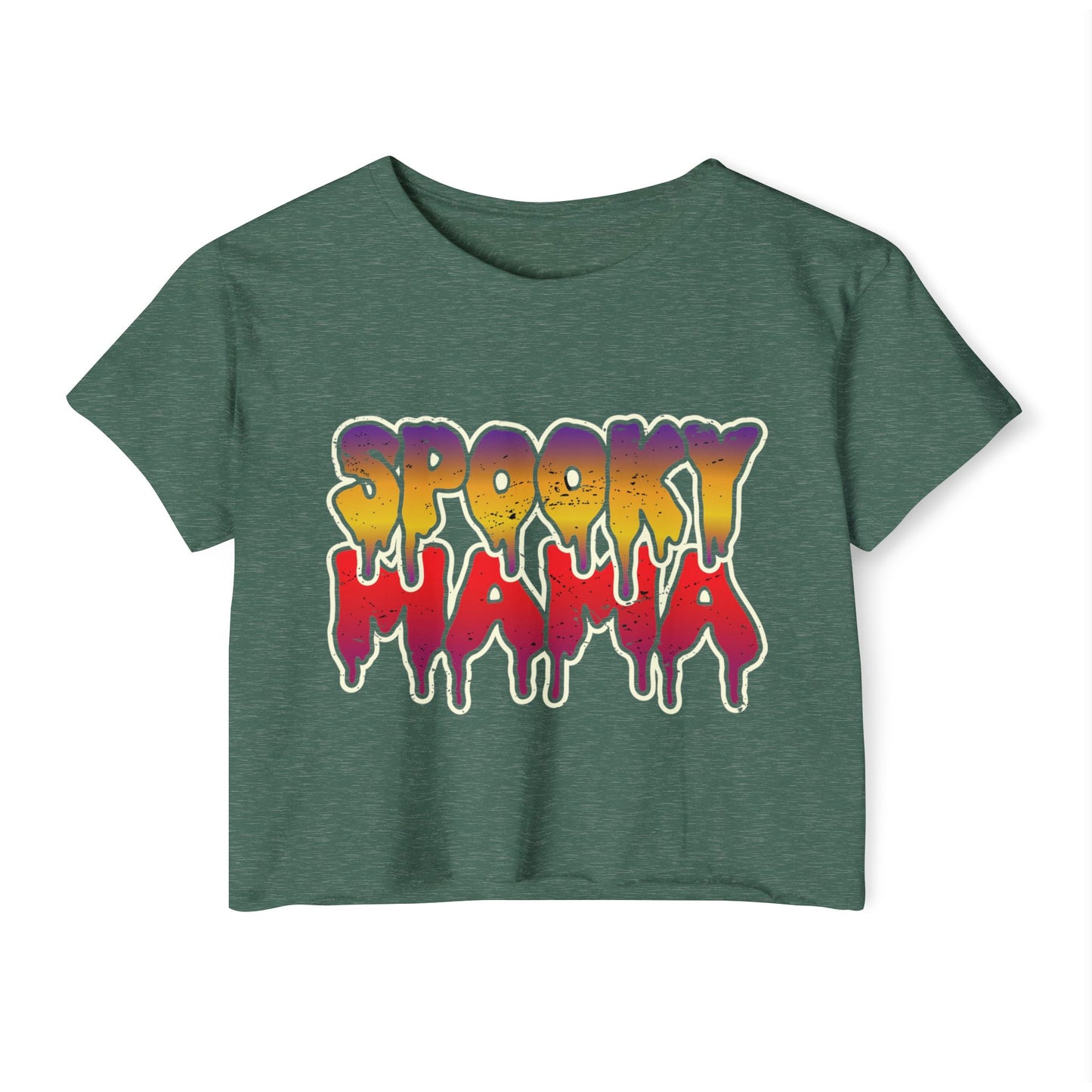 Spooky Mama Women's Festival Crop Top, Halloween Shirt, Boho Crop Tee, Festival Wear, Party Top, Casual Stylish Crop