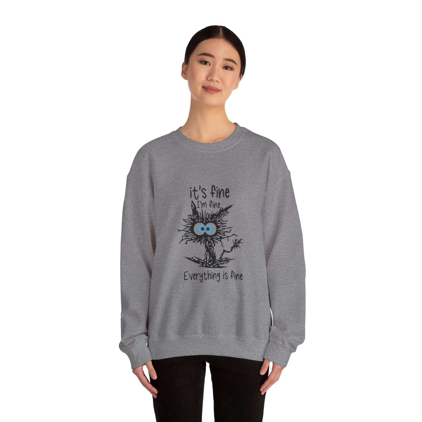 It's Fine Unisex Crewneck Sweatshirt - Cozy and Playful for Everyday Wear