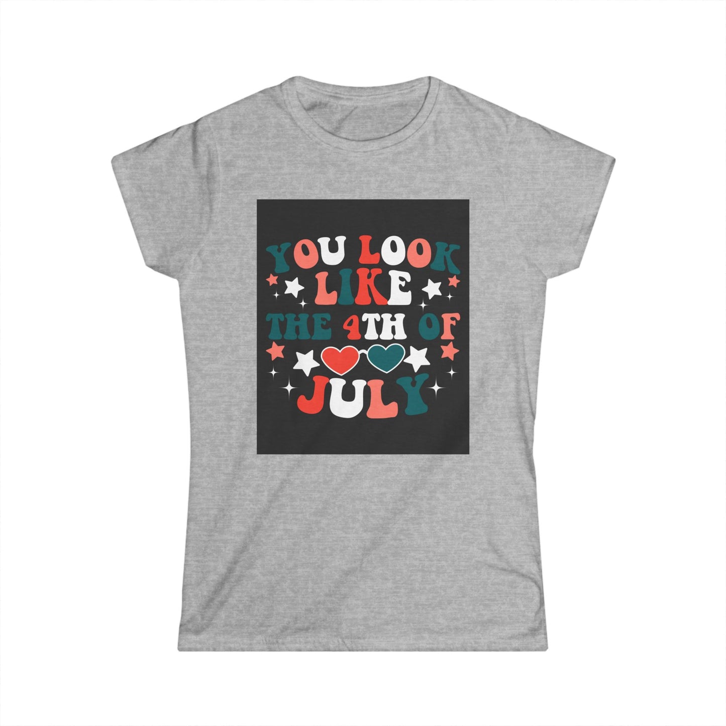 Fourth of July Women’s Tee, Patriotic Softstyle T-Shirt, Summer Celebration Top, Independence Day Apparel, 4th of July Gift