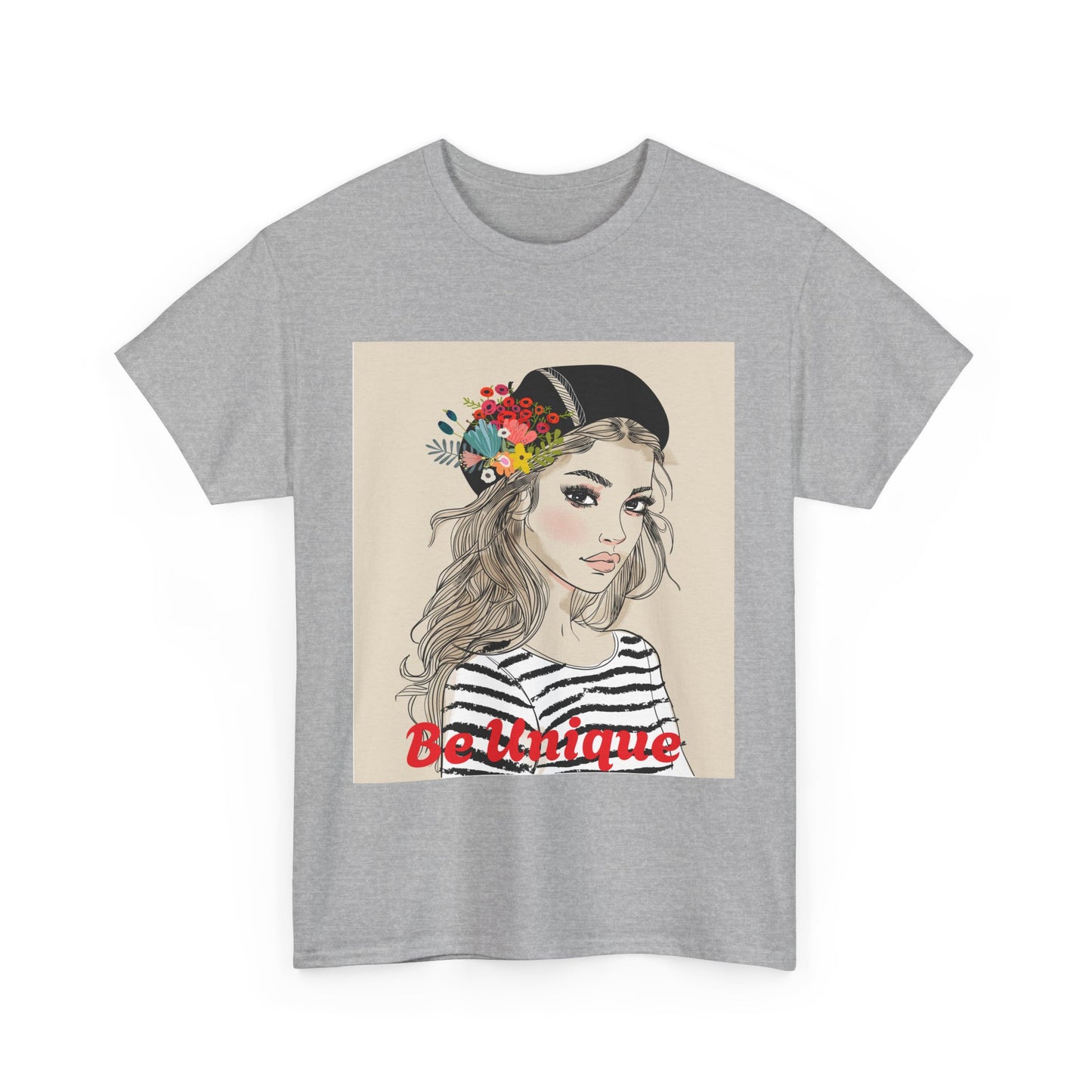 Floral Portrait Unisex Heavy Cotton Tee - Stylish & Comfortable