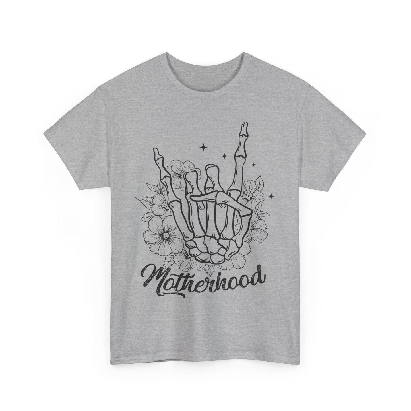 Unisex Heavy Cotton Tee - Motherhood Skeleton Hand Design