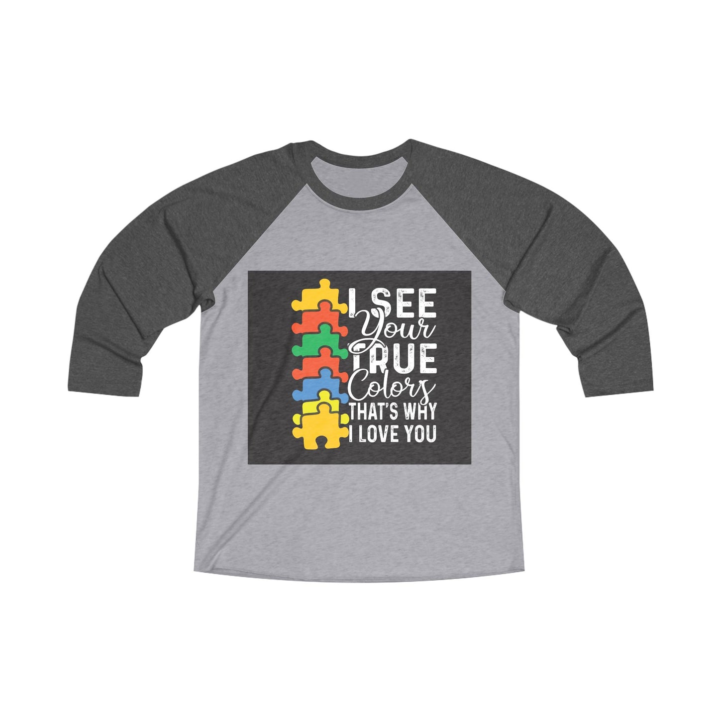 See Your True Colors Puzzle Love Unisex Tri-Blend Raglan Tee