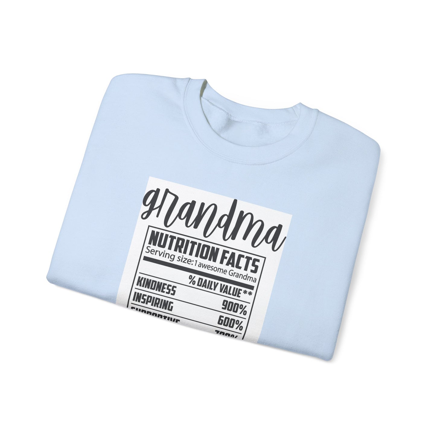 Grandma Nutrition Facts Sweatshirt - Cozy Unisex Crewneck for Family Celebrations